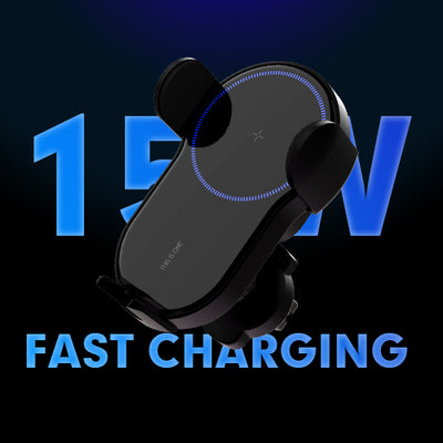 Vehicle Wireless Charger Phone Holder, 15W Qi Fast Charging Auto-Clamping Air Vent Car Mount for iPhone 11 Pro Max Xs Xr Samsung Galaxy S10