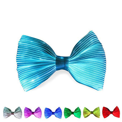 LED Tie 7 Colors Flashing Light Up Tie, USB Rechargeable Wireless LED Bow Tie Glowing Luminous Necktie Novelty Party Favors Cravat