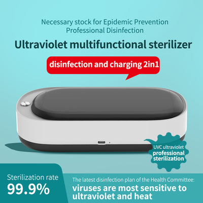 Phone UV Sanitizer Portable Cell Phone Sterilizer, Smart Phone Cleaners UVC Disinfector with Wireless Charger Multifunction Sanitzier Box