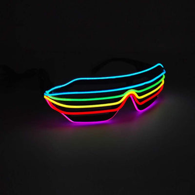 Novelty Luminous Shutter Glasses Adjustable EL Wire LED Sunglasses Light Up Neon Rave Glasses