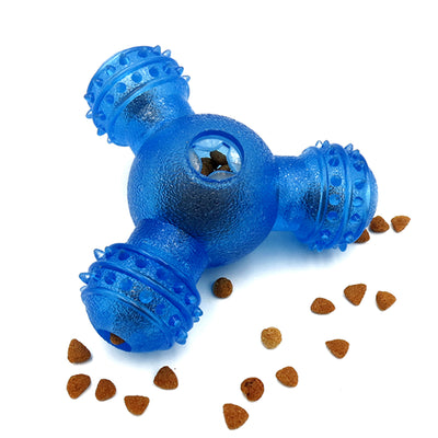 Dog IQ Treat Toy 3 Holes for Exercise, Food Dispensing Playing and Training Ball, Chew Toy for Puppy Small & Medium Dogs Cats, Interactive Toy, Non-Toxic Natural Rubber Teeth Cleaning Toy