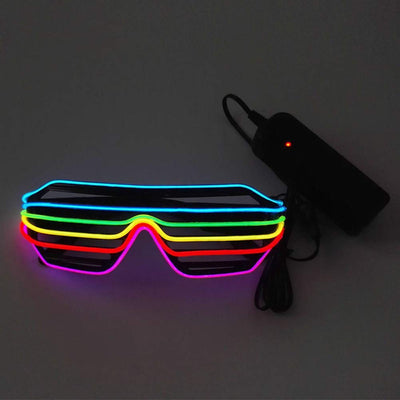 Novelty Luminous Shutter Glasses Adjustable EL Wire LED Sunglasses Light Up Neon Rave Glasses