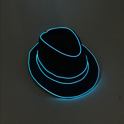 Novelty Light Up Flashing Top Hat DJ Rave Concert Party Luminous Jazz Cap