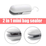2 in 1 Mini Bag Sealer with Cutter Handheld Bag Opener Portable Heat Vacuum Sealer for Plastic Bags Food Storage Fresh