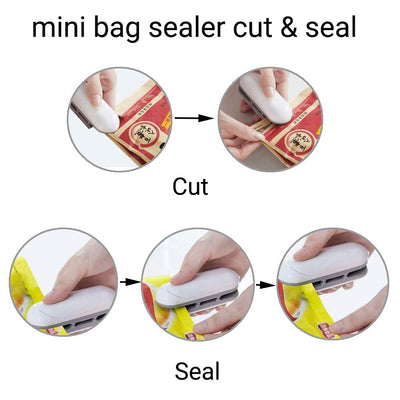 2 in 1 Mini Bag Sealer with Cutter Handheld Bag Opener Portable Heat Vacuum Sealer for Plastic Bags Food Storage Fresh