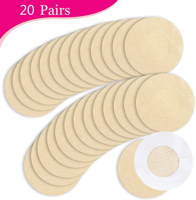 20 Pairs Nipple Cover Pasties Disposable Self-adhesive Nipple Pads for Men Women, Non-woven Fabric