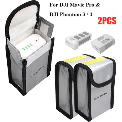 Fireproof LiPo Battery Bag for DJI Drone, Battery Safe Storage Bag LiPo Guard Pouch, 2 PCs/Pack