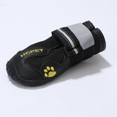 Dog Boots Dog Waterproof Shoes with Adjustable Reflective Straps Snow Boots Rain Shoes for Medium Large Dogs Rugged Anti-Slip Sole Black 4PCS